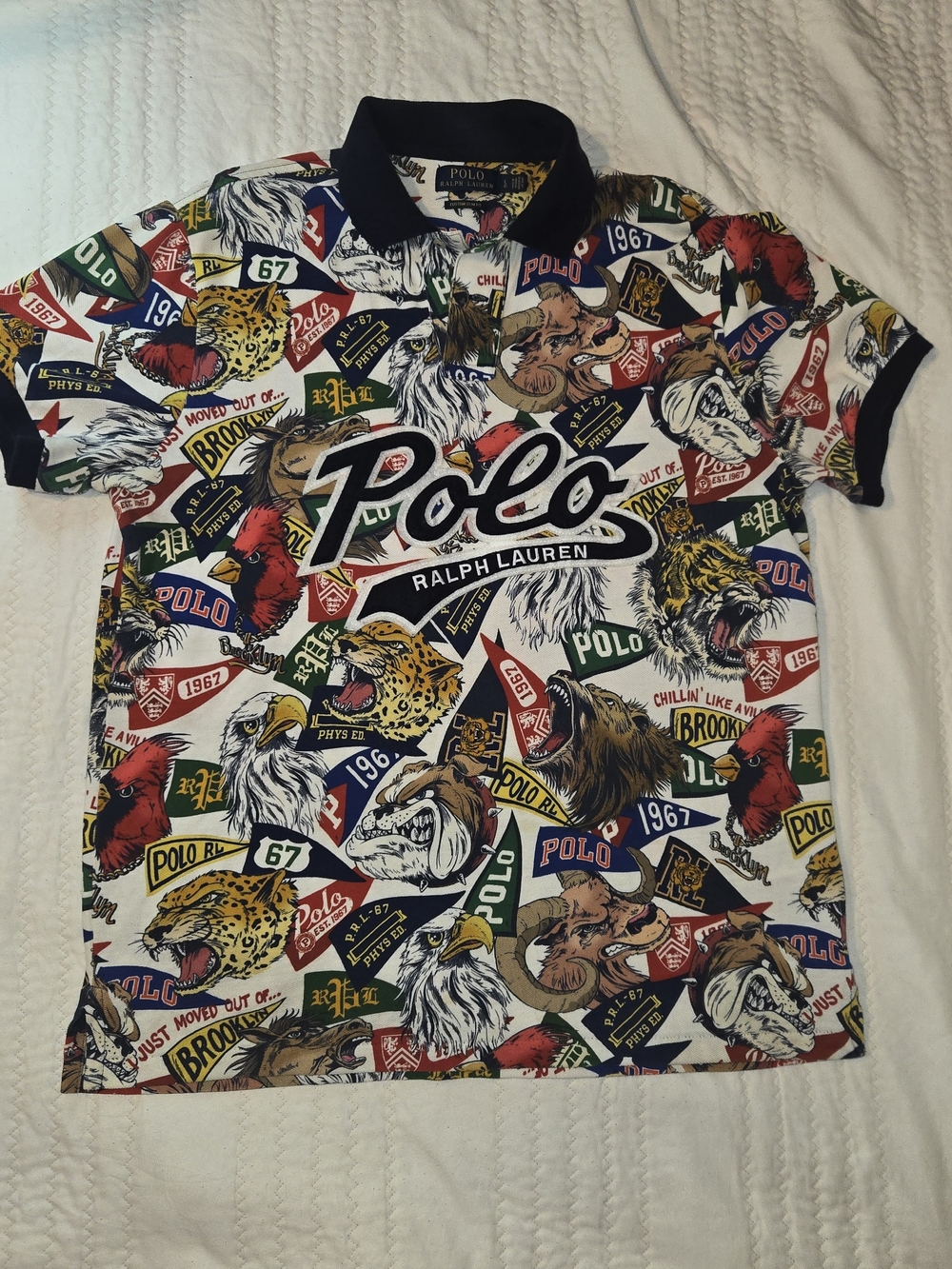 Polo by Ralph Lauren Multicolor Animal & Logo Print Mens Polo